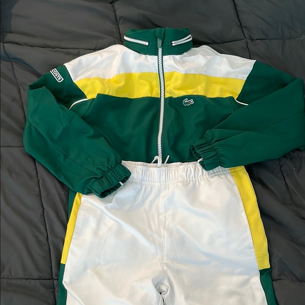 Lacoste Kids' White and Yellow Track Pants